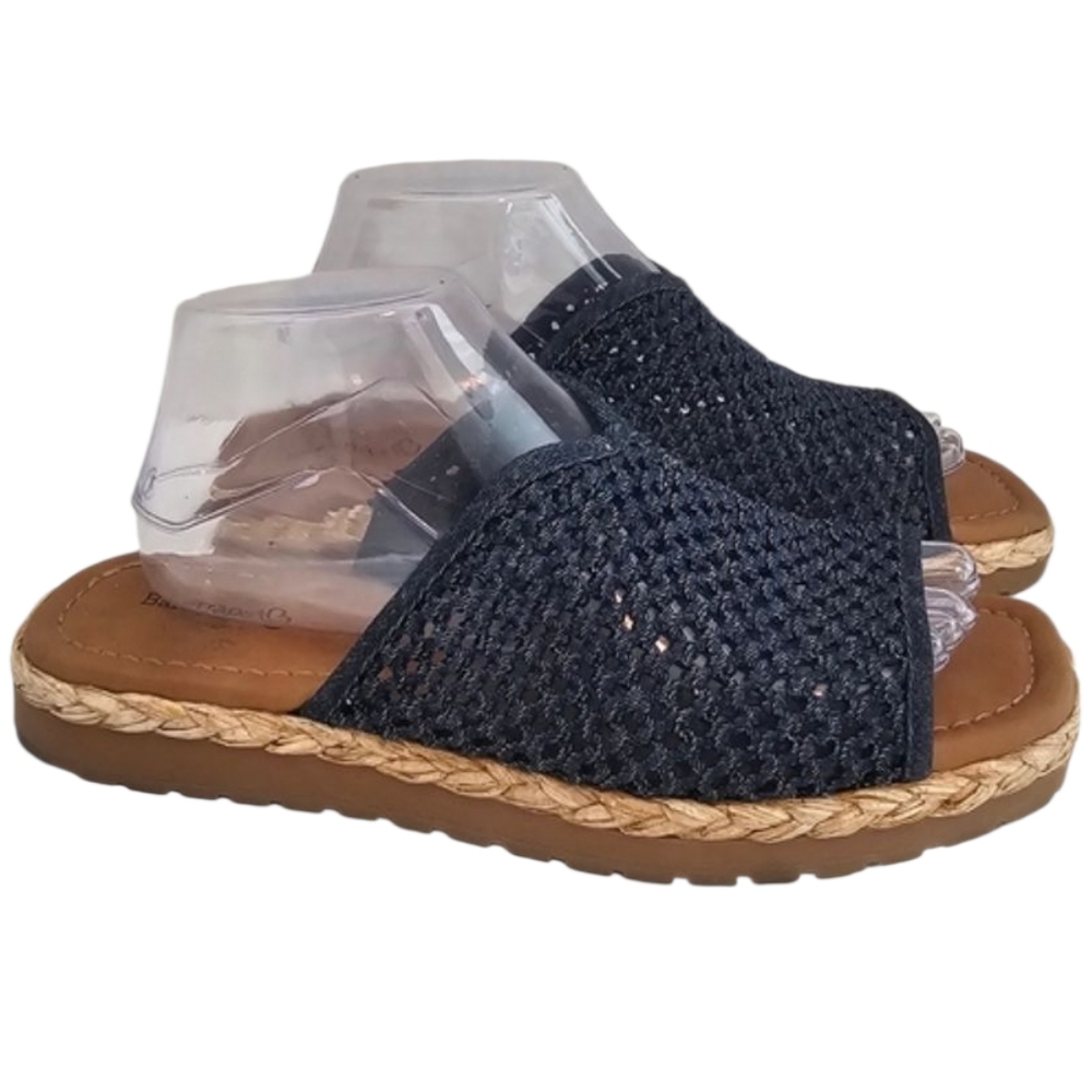 Baretraps Navy Blue Woven Slip-On Sandals Size 9.5M Comfort Espadrille Style